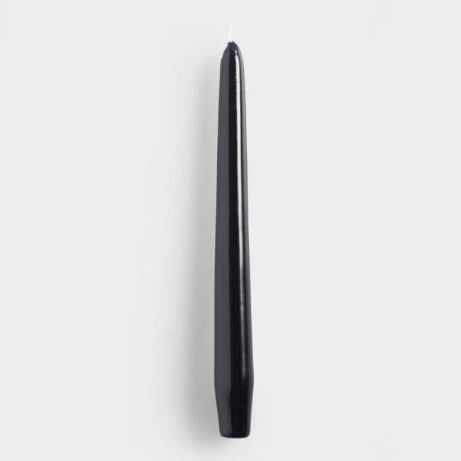 Black Metallic Taper Candles Set of Two