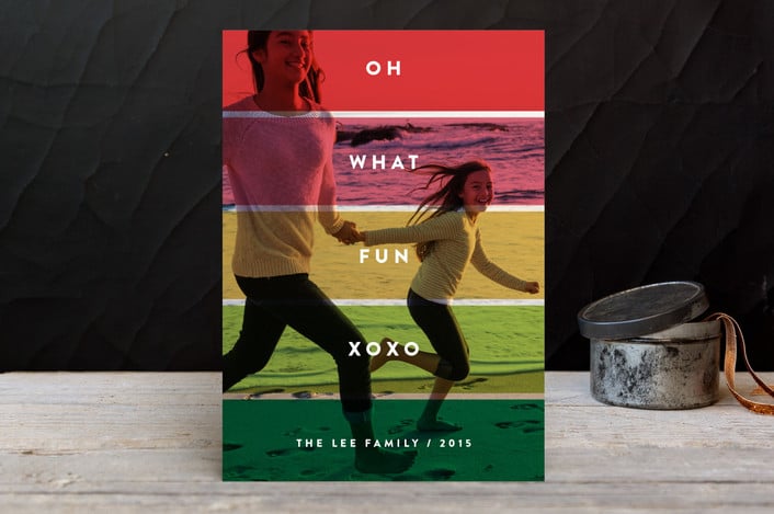 Happy Stripe Holiday Photo Cards