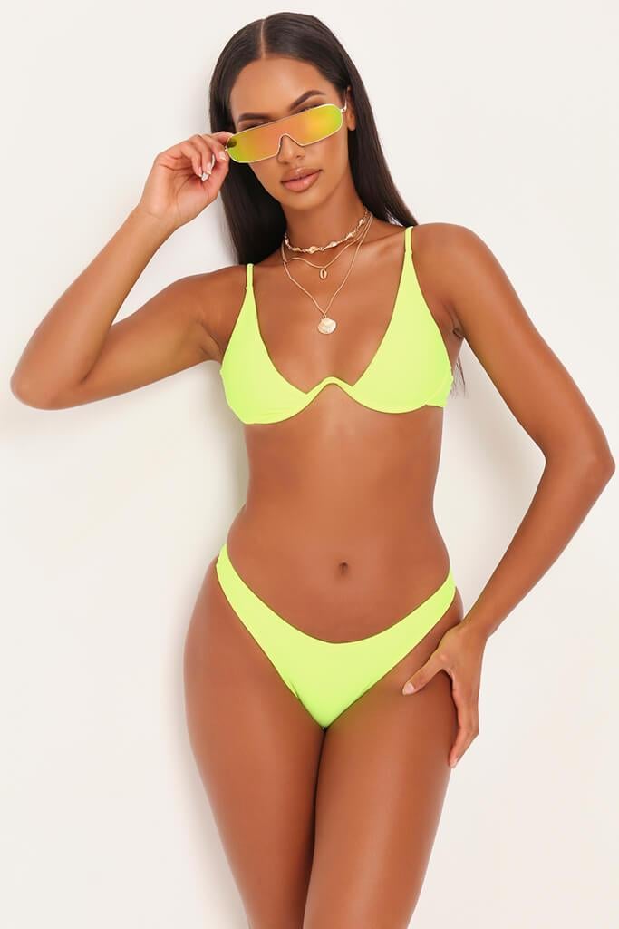 I Saw It First Neon Green Monowire Bikini Set