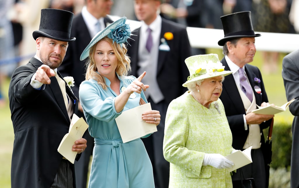 The queen was accompanied by Peter Phillips at Royal Ascot in 2019.
