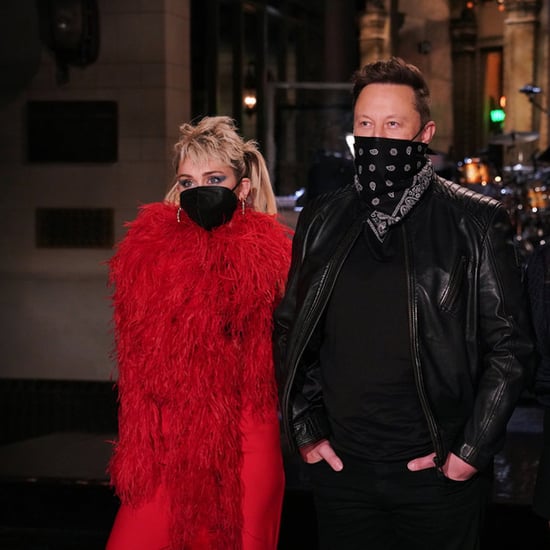 Miley Cyrus's Feathered Red Dress on SNL With Elon Musk