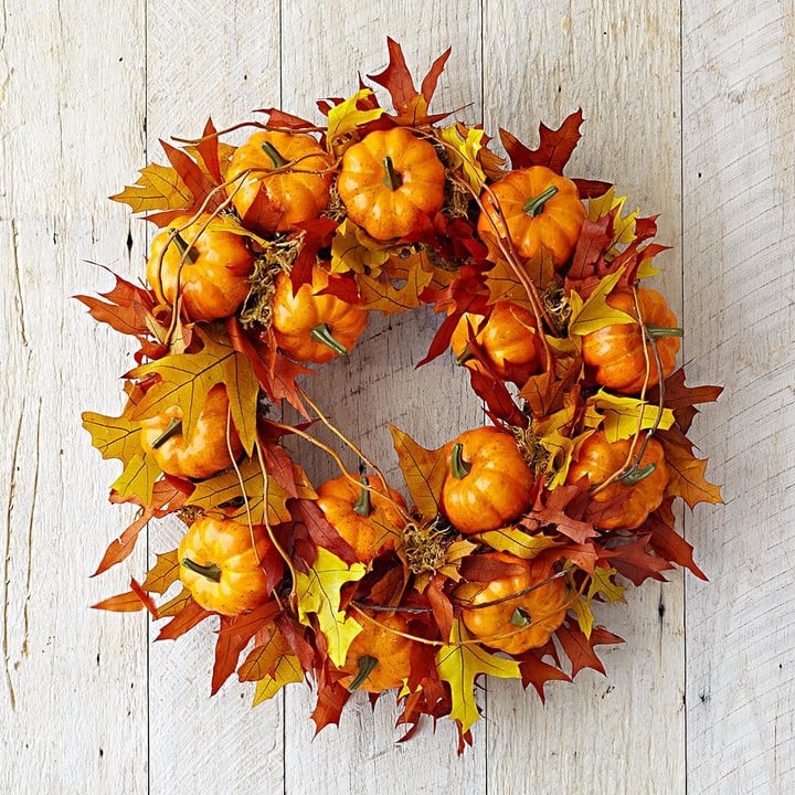 Williams Sonoma Maple Leaf Pumpkin Wreath