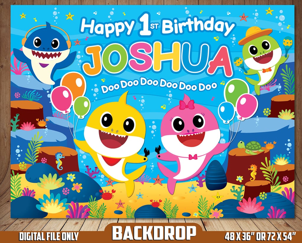 Baby SharkInspired Backdrop Baby Shark Party Supplies POPSUGAR Family Photo 9