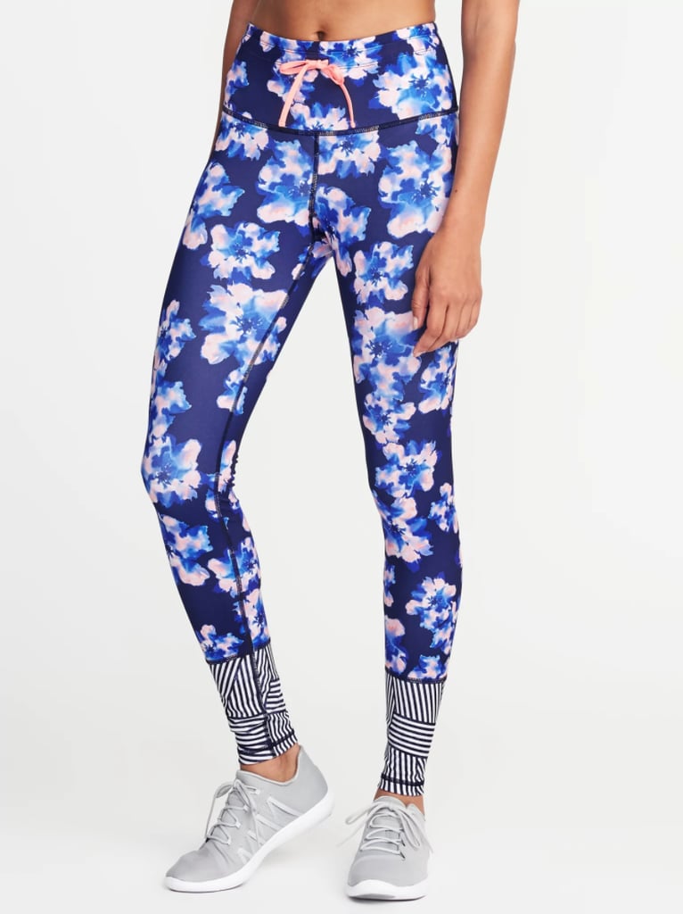 Old Navy High-Rise Floral-Print Striped-Calf Compression Leggings