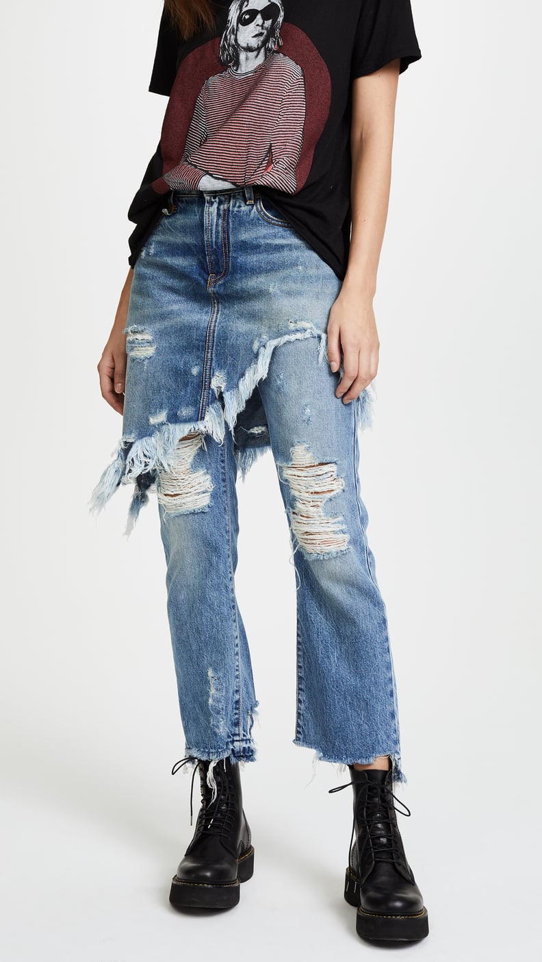 R13 Double Classic Skirted Jeans