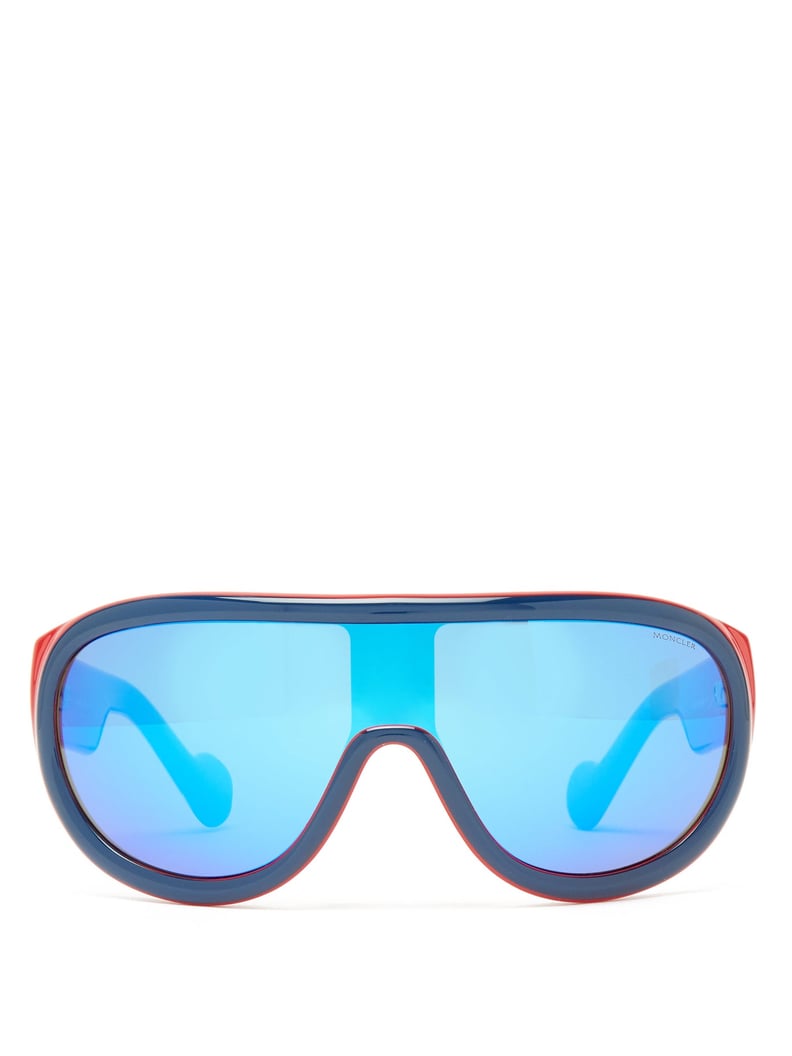 Moncler Flat-Top Mirrored-Lens Ski Sunglasses