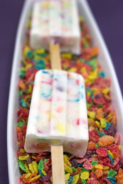 Fruity Pebbles Yogurt Popsicles