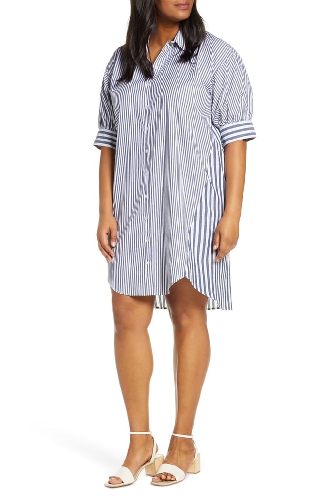 Eloquii Contrast Stripe Shirt Dress