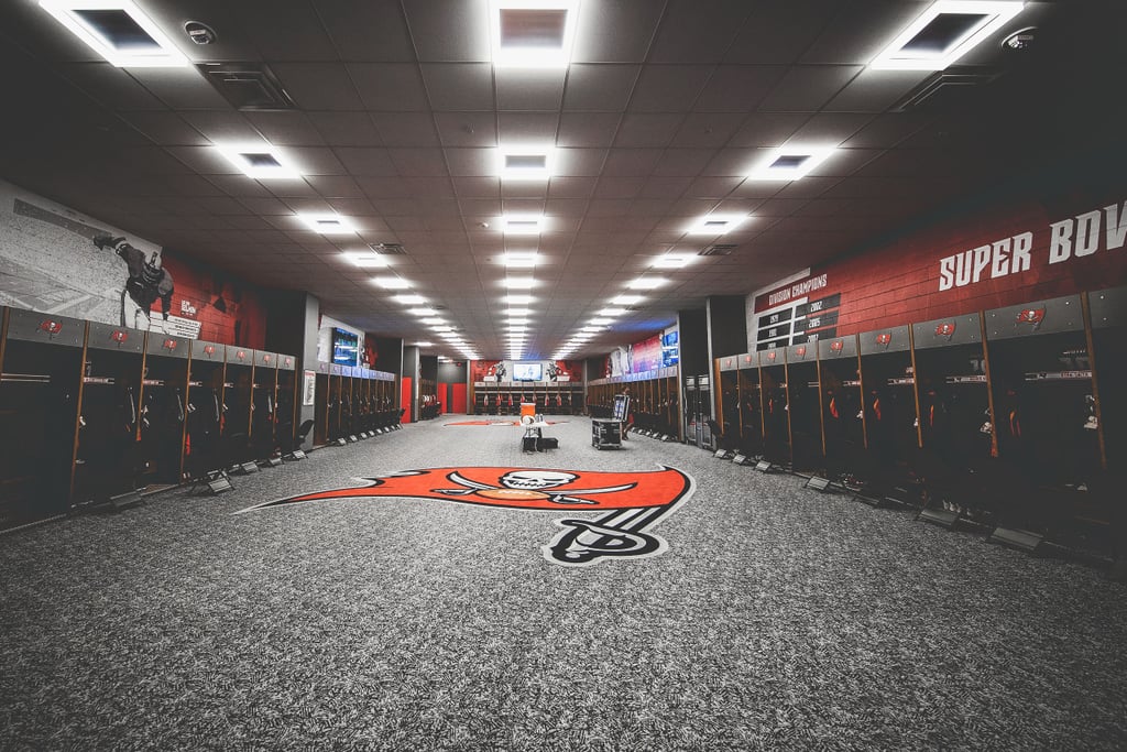 Tampa Bay Buccaneers Locker Room Zoom Background | Download Free Super Bowl Zoom Backgrounds