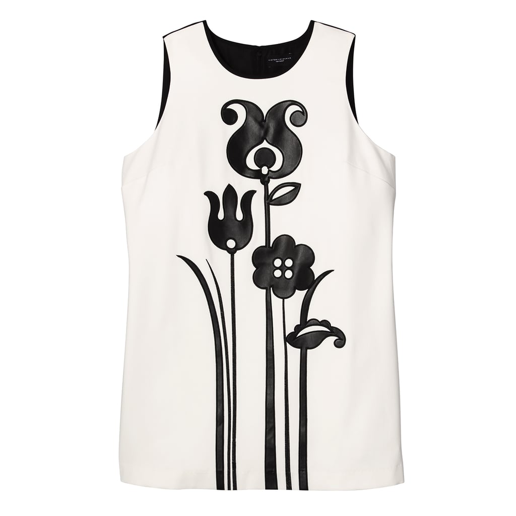 Women's Plus Black and White Mod Shift Tulip Appliqué Dress ($40)