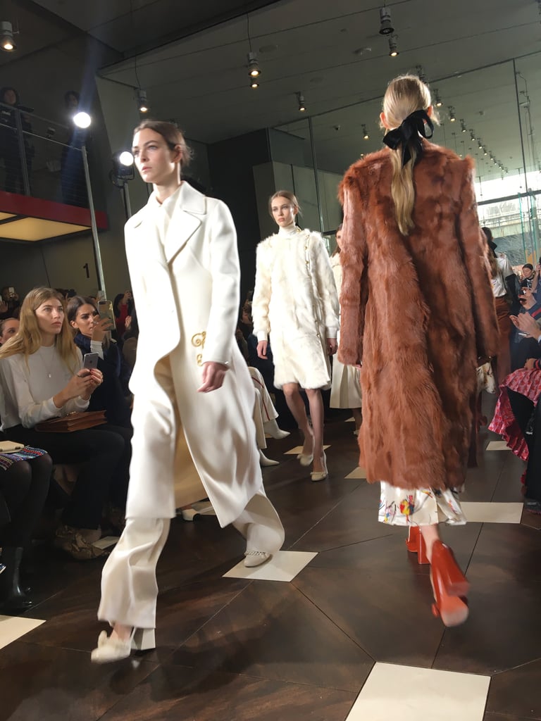 Luxe outerwear featured prominently in the collection.