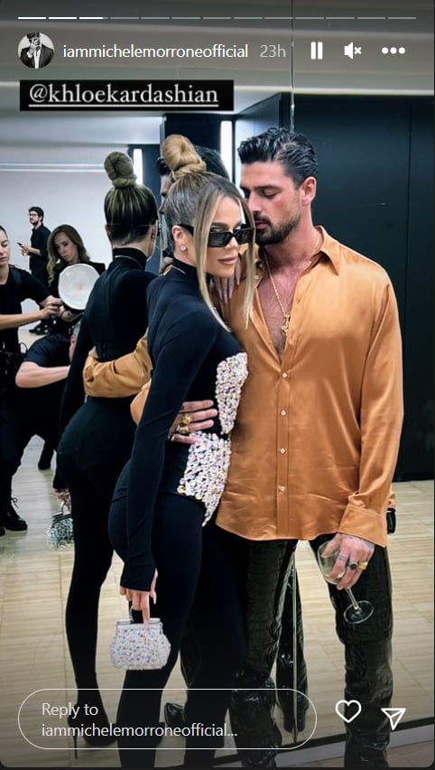 Khloe Kardashian, 365 Days' Michele Morrone Hug at Fashion Show