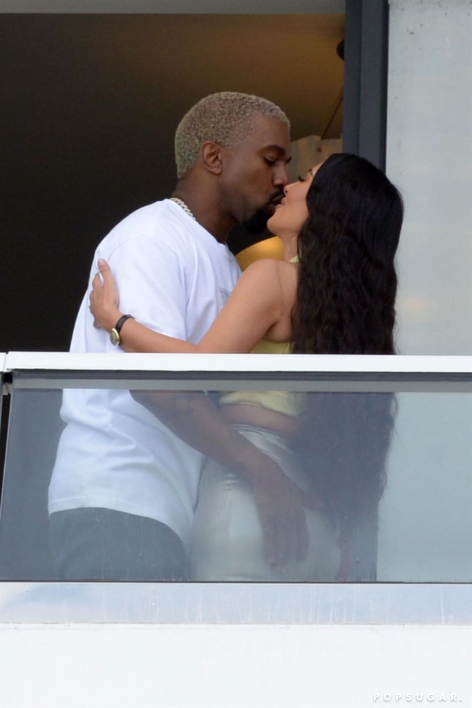 Kim Kardashian and Kanye West Kissing in Miami Jan. 2019