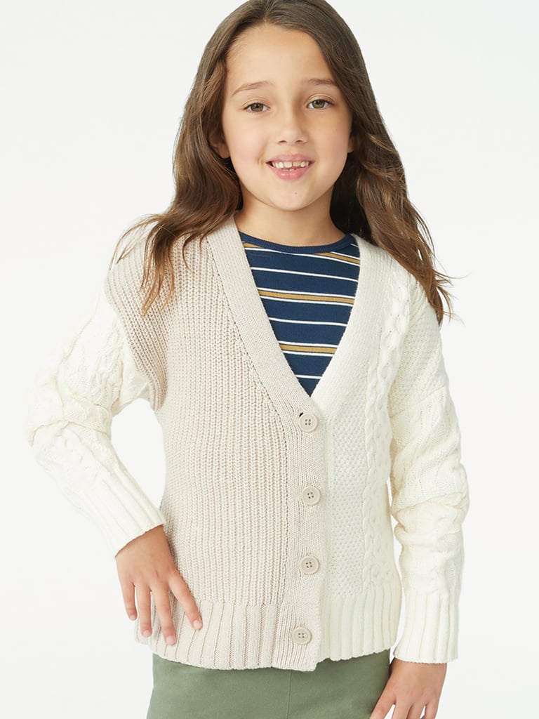 Free Assembly Girls Cable Knit Grandpa Cardigan, Sizes 4-18