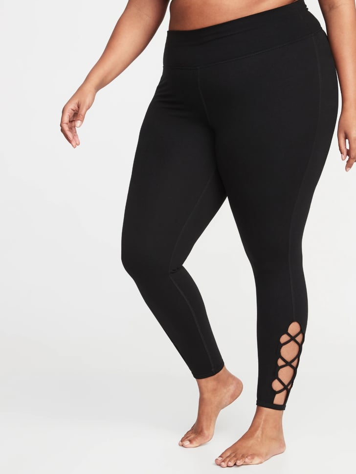 HighRise PlusSize 7/8Length LatticeHem Leggings Best Old Navy