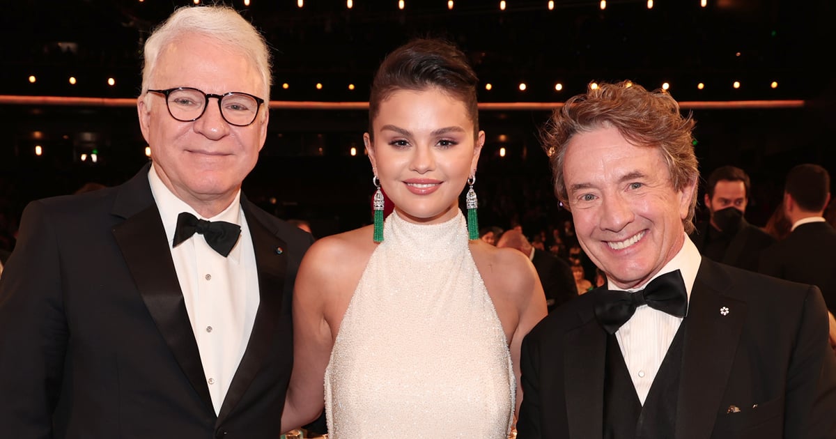 Selena Gomez Attends the Emmys in a Shimmering Wedding Dress.jpg