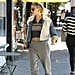 Hailey Baldwin Wearing a Crop Top and Sweatpants