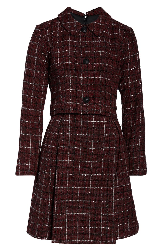 Julia Jordan Long Sleeve Mock Two-Piece Tweed Dress