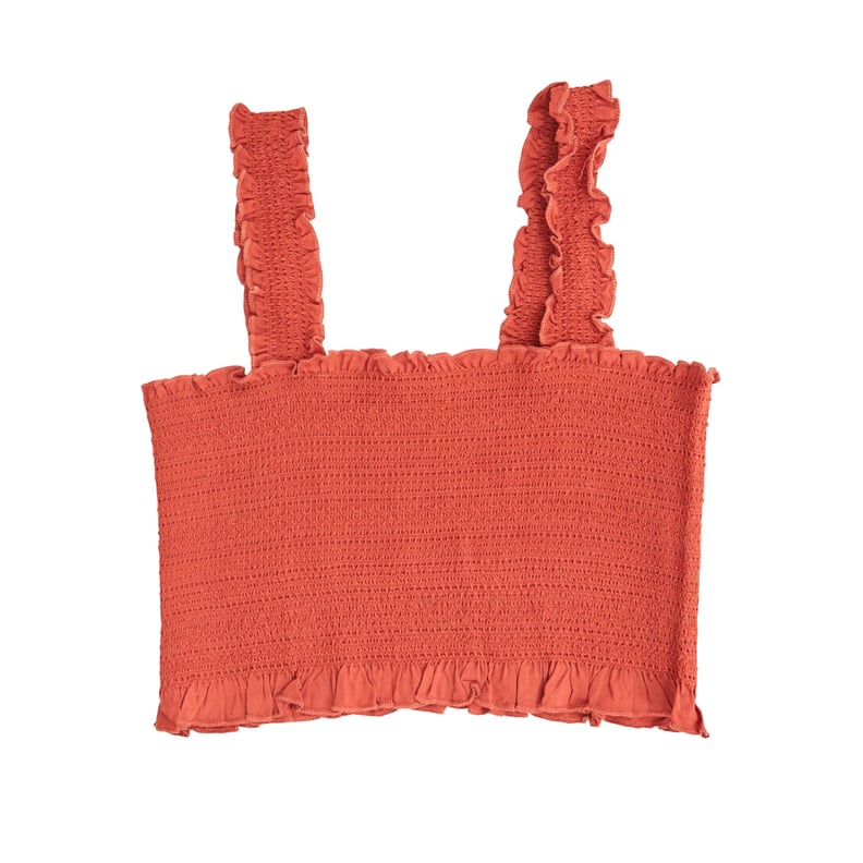 Rust Cropped Y-Back Smocked Tank Top