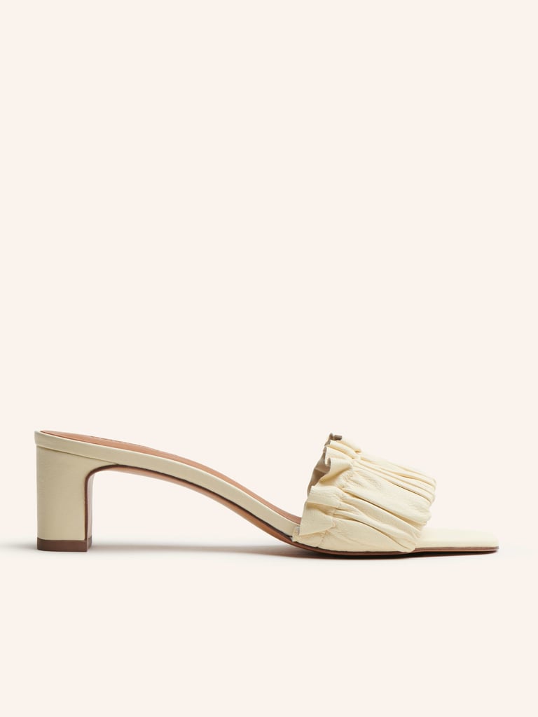 Reformation Ruched Block Heel Mules