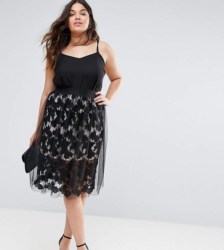 Asos Lace Prom Skirt With Tulle Overlay