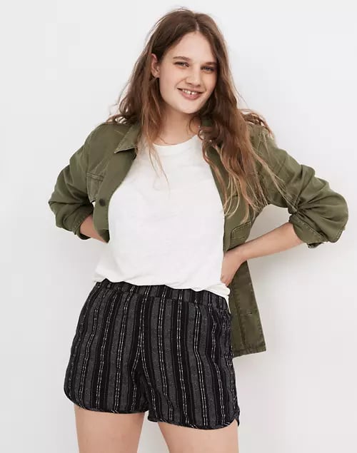 Madewell Linen-Cotton Pull-On Shorts in Jacquard Stripe