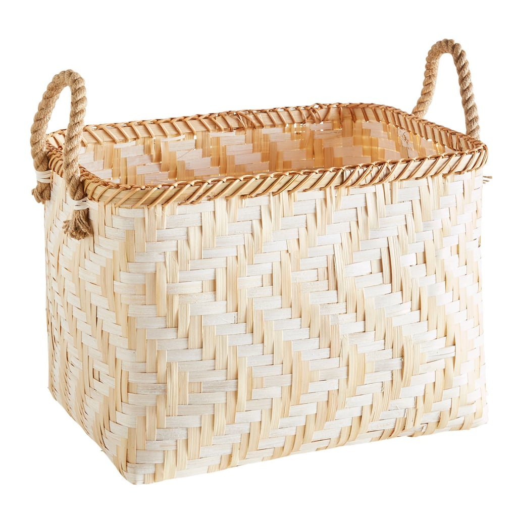 Natural and White Bamboo Basket