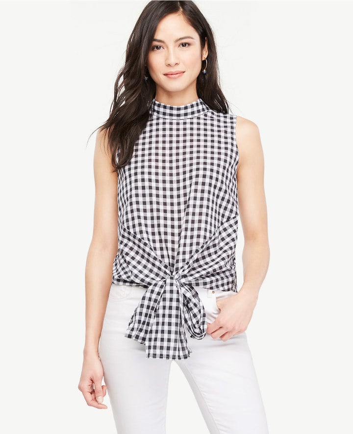 So does this Ann Taylor Gingham Tie Waist Blouse ($70).