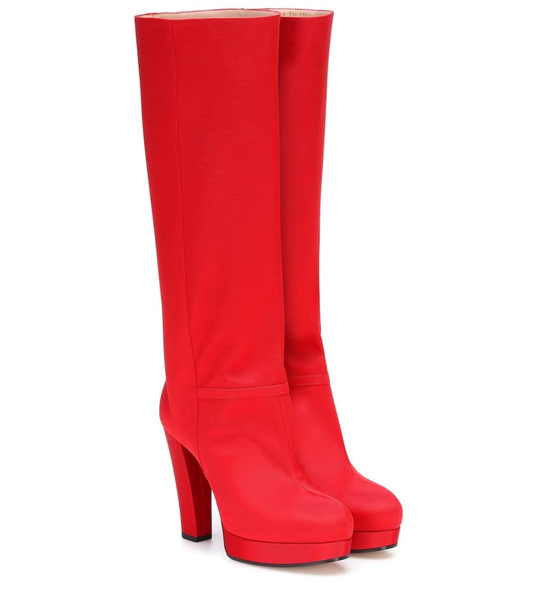 Gucci Ribbed Platform Knee-High Boots