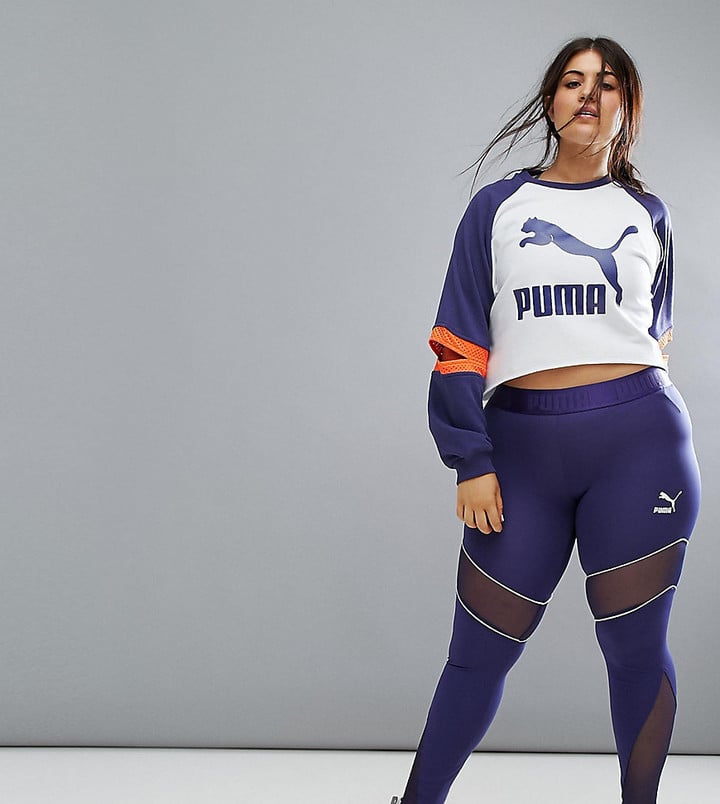 Puma Mesh Panel Active Leggings | Selena Gomez Blue Puma Leggings ...