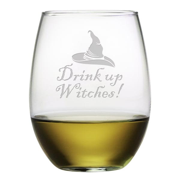 "Drink Up, Witches" Stemless Wine Glasses