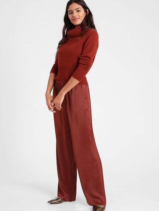 Banana Republic Wide-Leg Satin Pull-On Pant