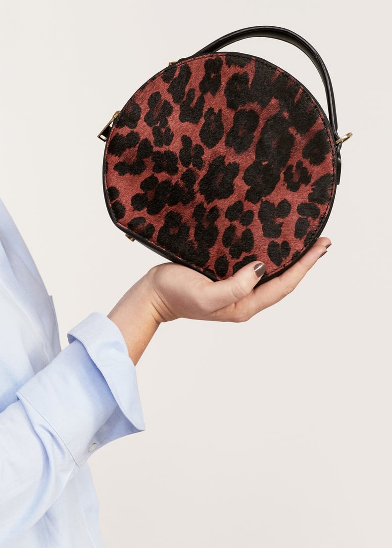 Violeta by Mango Leopard Leather Crossbody Bag