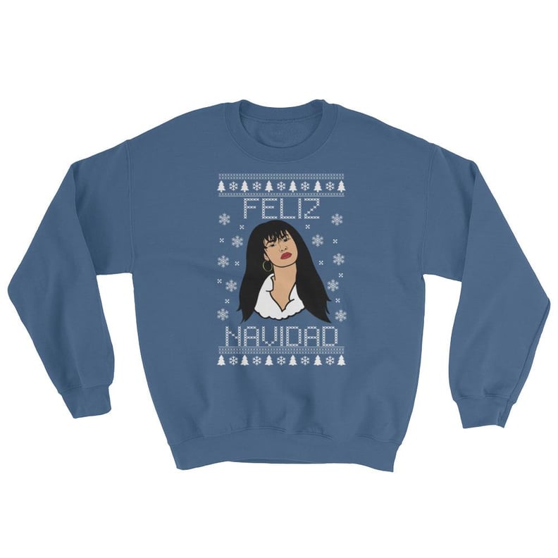 Queen Feliz Navidad Christmas Sweater in Indigo Blue