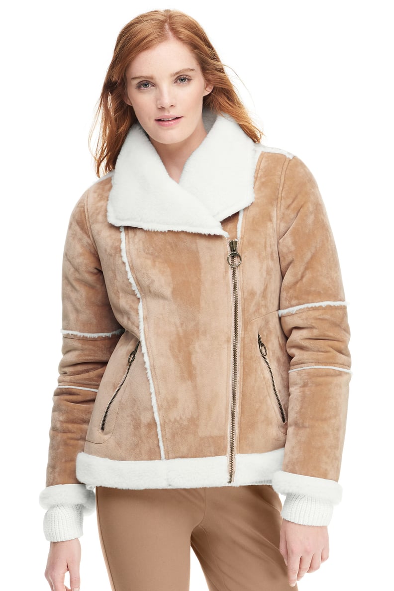 Lands' End Women's Faux Shearling Moto Jacket