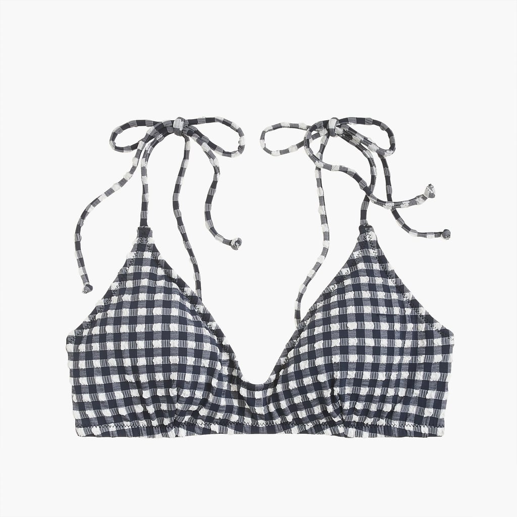 J.Crew Shoulder-Tie French Bikini Top in Classic Gingham