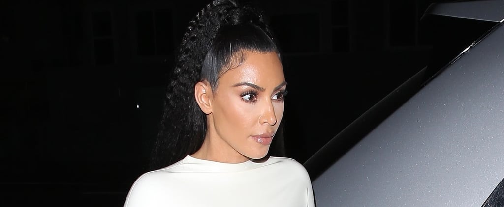 Kim Kardashian Snakeskin Skirt With Sisters Out to Dinner
