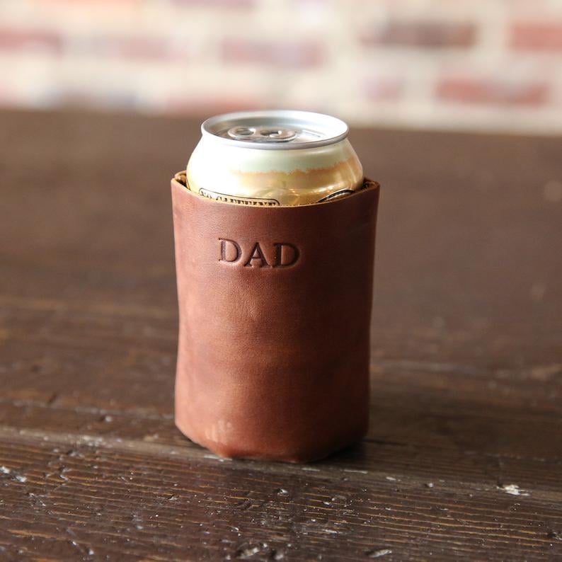 Fine Leather Can Coozie Holder