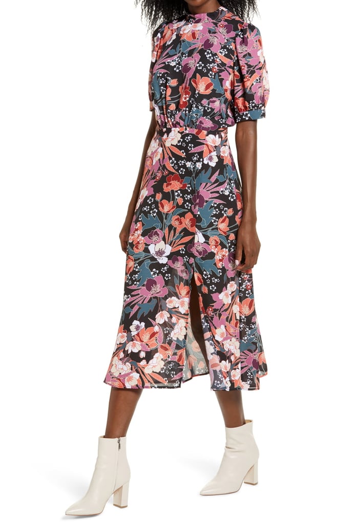 Julia Jordan Floral Puff Sleeve Midi Dress