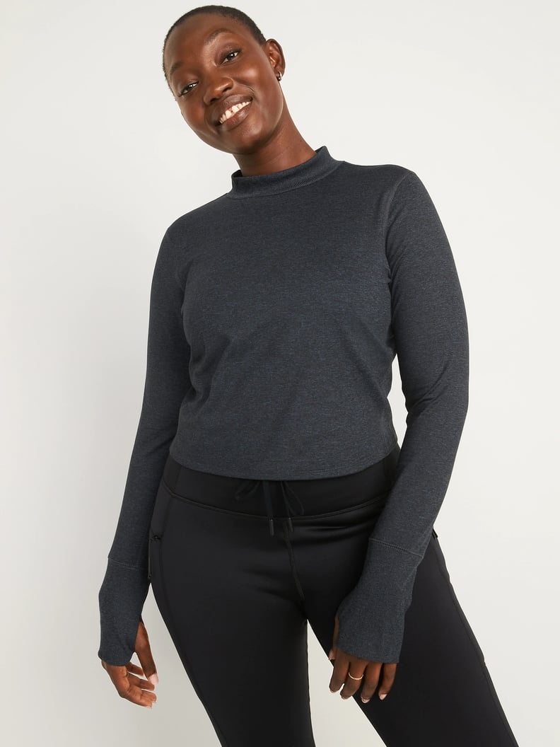 Old Navy CozeCore Long-Sleeve Cropped Rib-Paneled Top