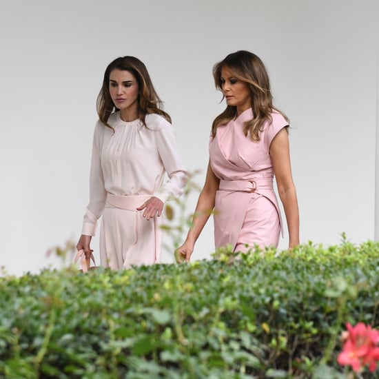 Melania Trump Pink Wrap Dress With Queen Rania 2018