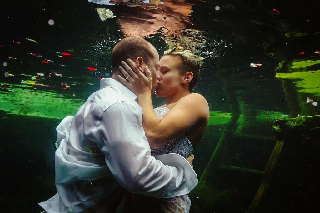 Underwater Trash-the-Wedding-Dress Shoot