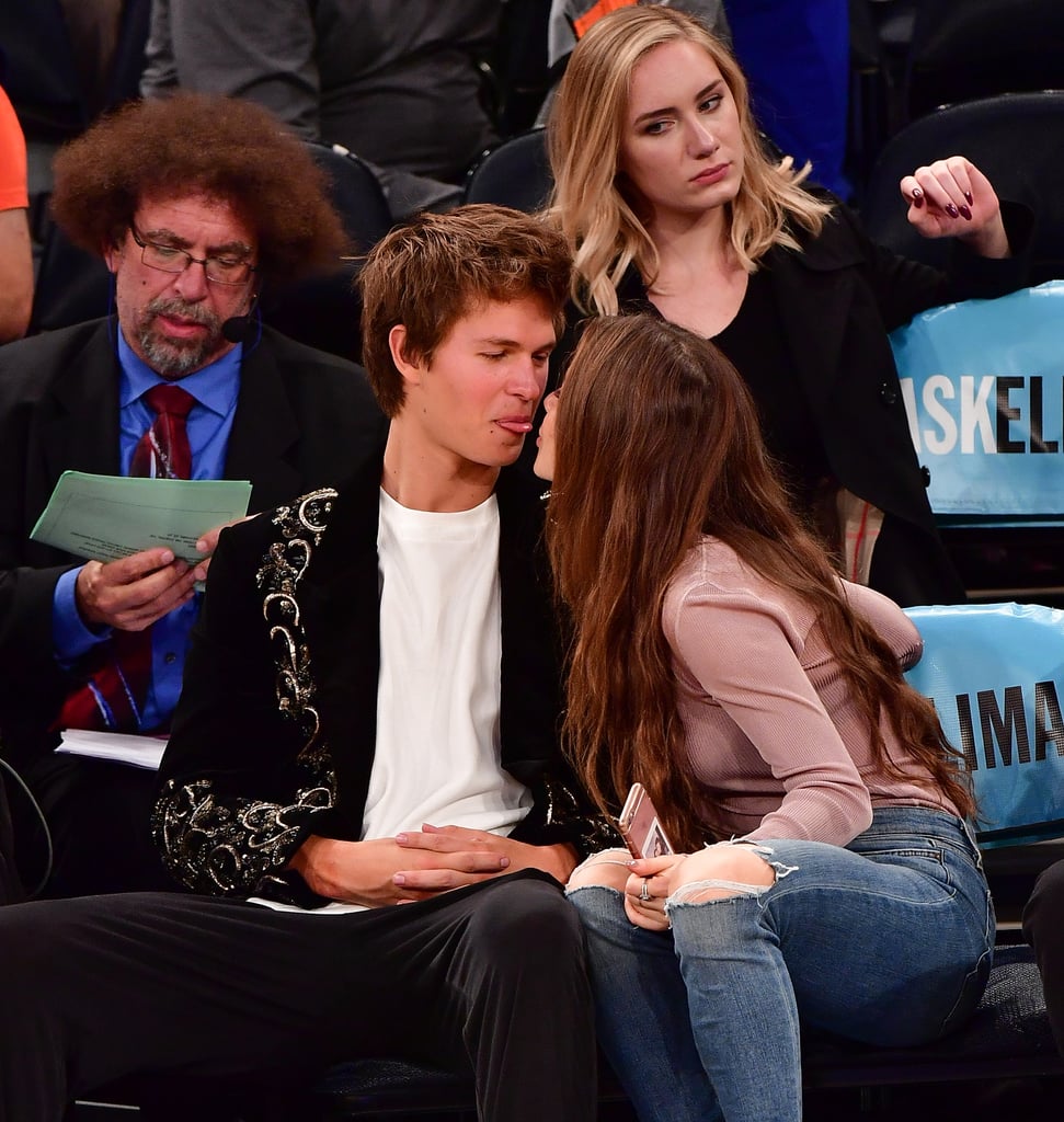 Ansel Elgort and Violetta Komyshan at Knicks Game Oct. 2016