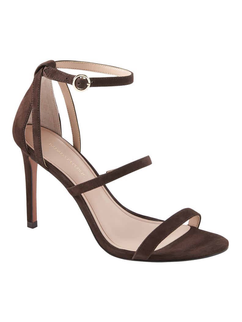 Banana Republic Bare High-Heel Sandal in Espresso Brown Suede