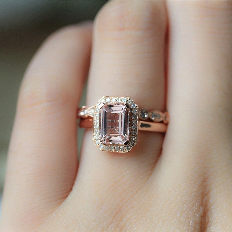 Solid rose on sale gold engagement rings