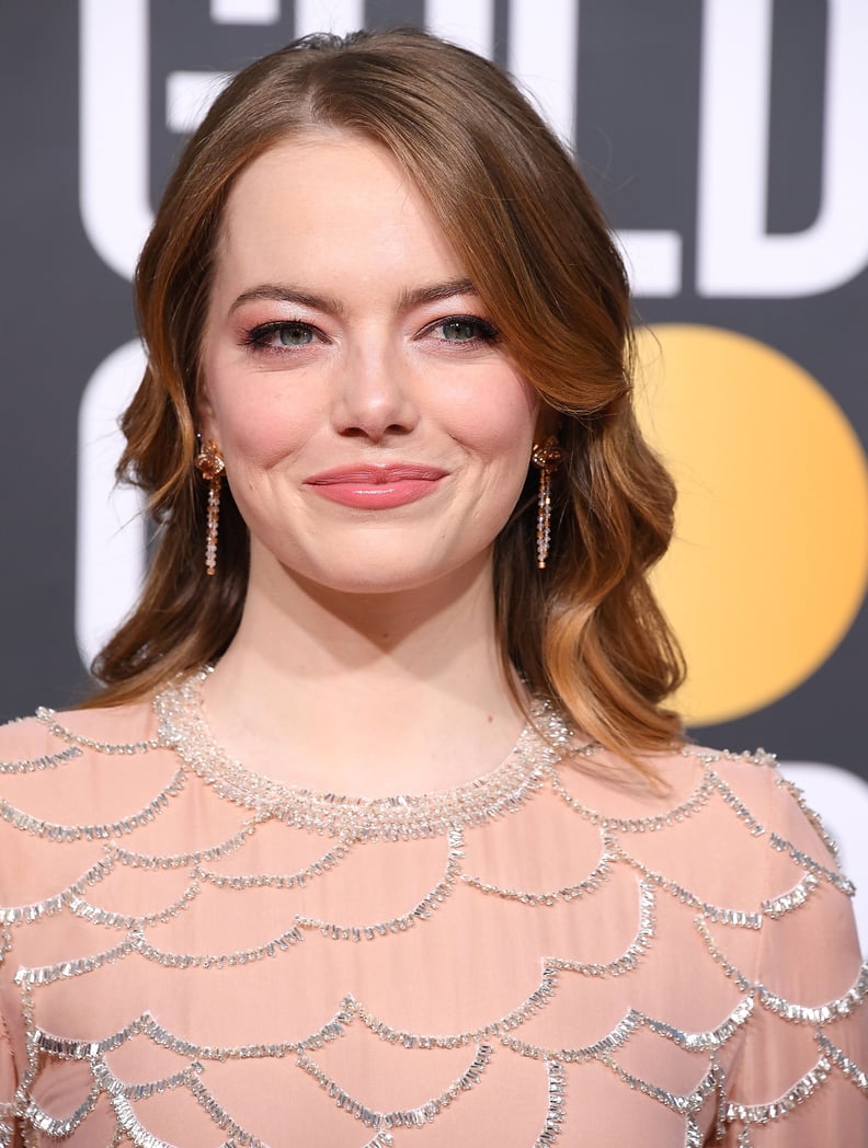 Emma Stone at the 2019 Golden Globe Awards in Rose Gold Shadow