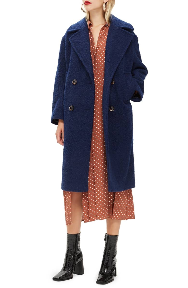 Bouclé button hot sale front coat topshop