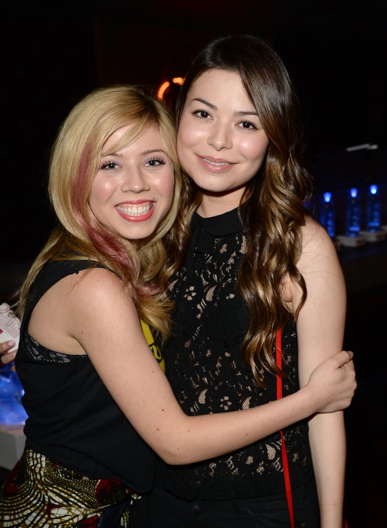 LOS ANGELES, CA - JULY 27:  (L-R) Actresses Jennette McCurdy and Miranda Cosgrove attend a private event at Hyde Lounge for the Bruno Mars & Ellie Goulding concert hosted by AQUAhydrate at The Staples Center on July 27, 2013 in Los Angeles, California.  (