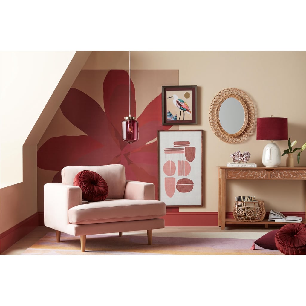 Drew Barrymore Flower Home Pink Velvet Track Loungue Armchair
