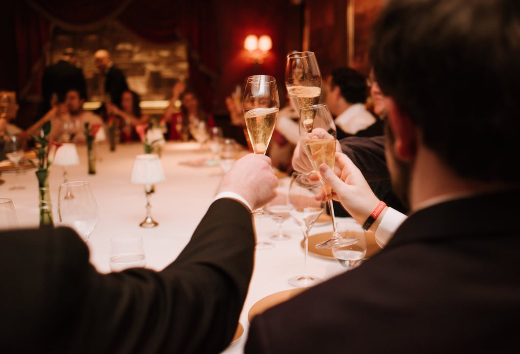 Later, the women crashed the bachelor party, where they "danced the night away" said the couple.